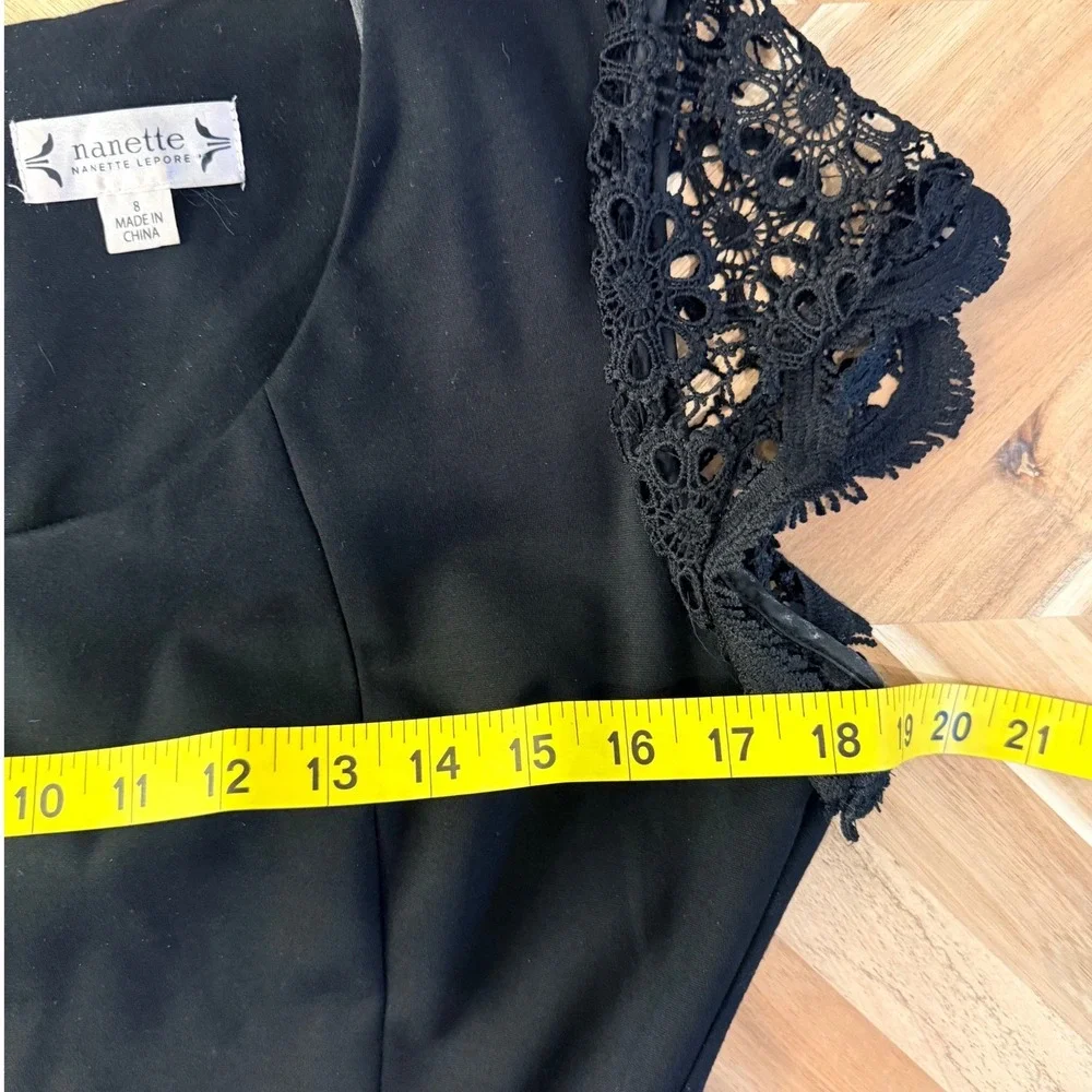 Nanette Lepore Black Lace Cap Sleeve Sheath Dress Size 8 Date Night Party Formal